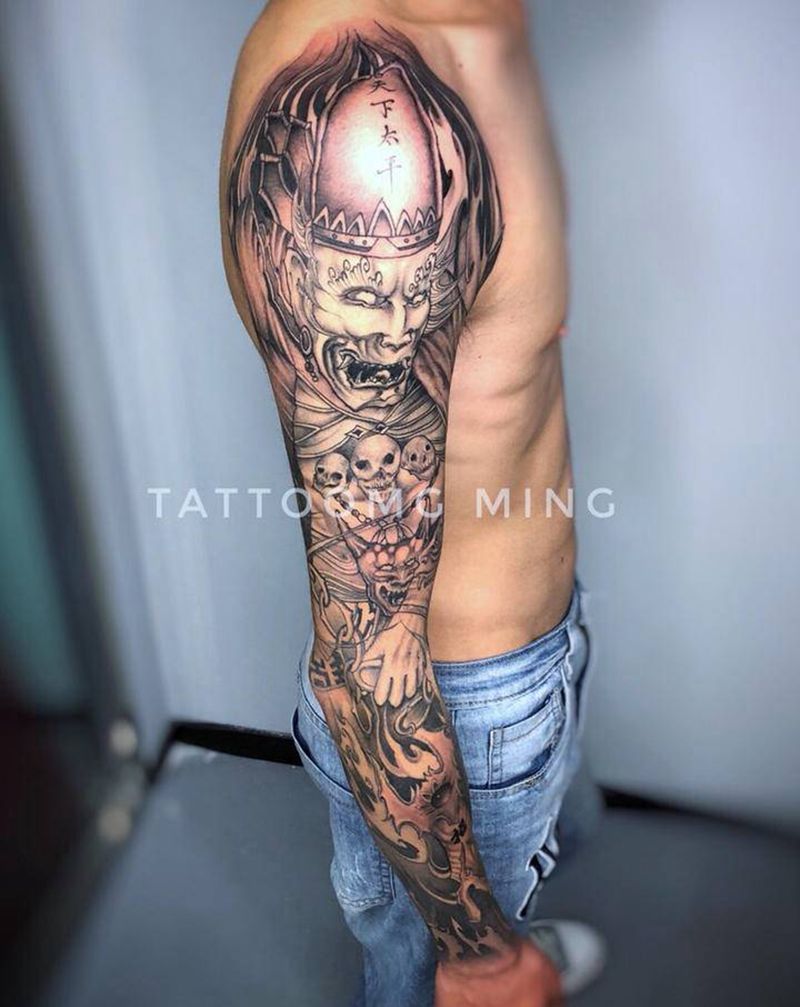 黑白无常纹身图片_手臂新传统纹身图案