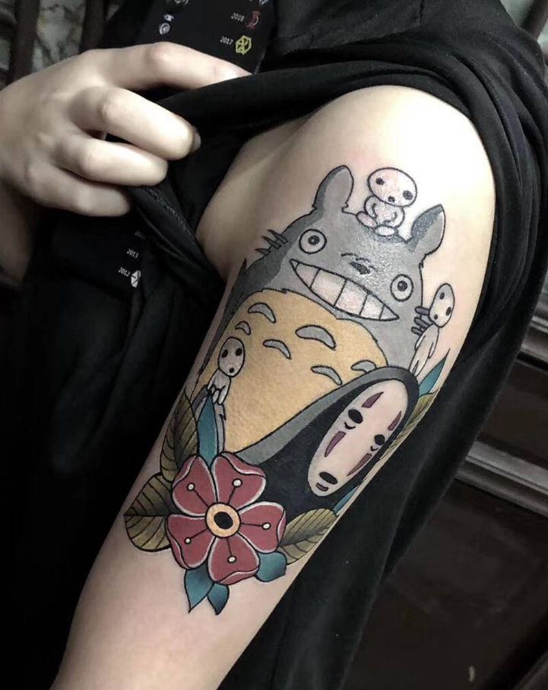 龙猫无脸男纹身图片_手臂纹身图案