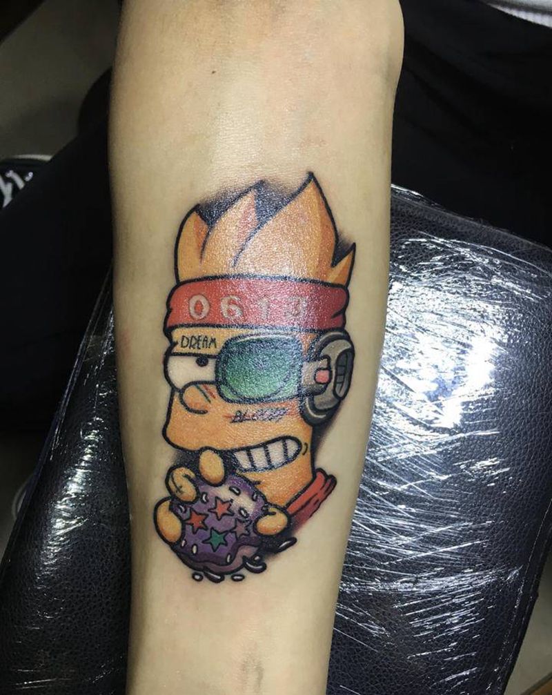 辛普森一家纹身图片_手臂手部New SchoolOld School动漫辛普森彩色纹身图案