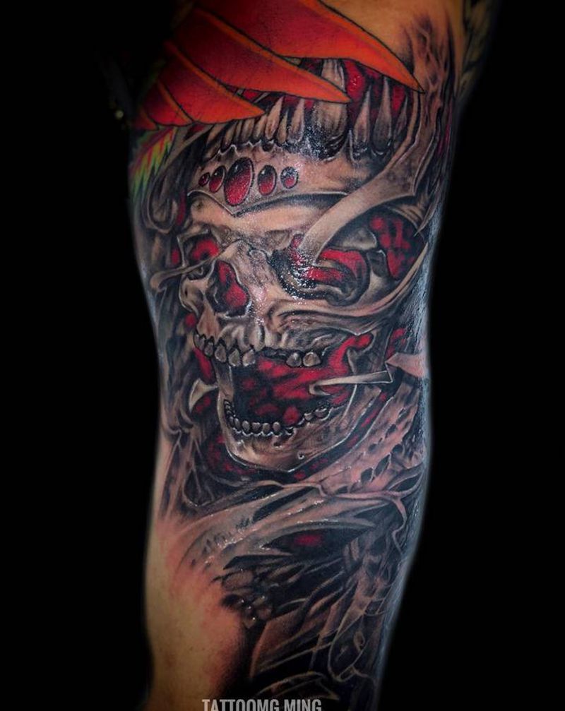 骷髅纹身图片_手臂欧美写实纹身图案