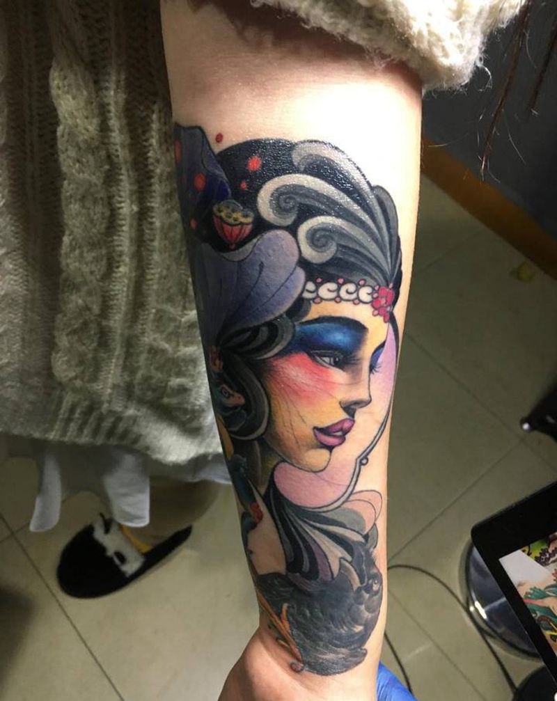 Newschool纹身图片_手部New School美女纹身图案