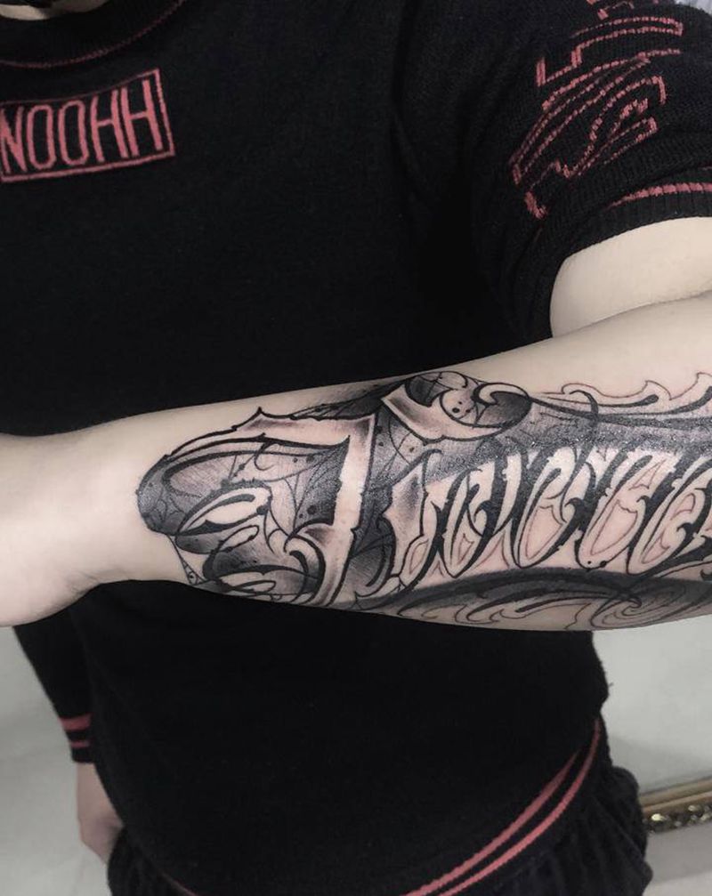 花体纹身图片_花体字纹身图案