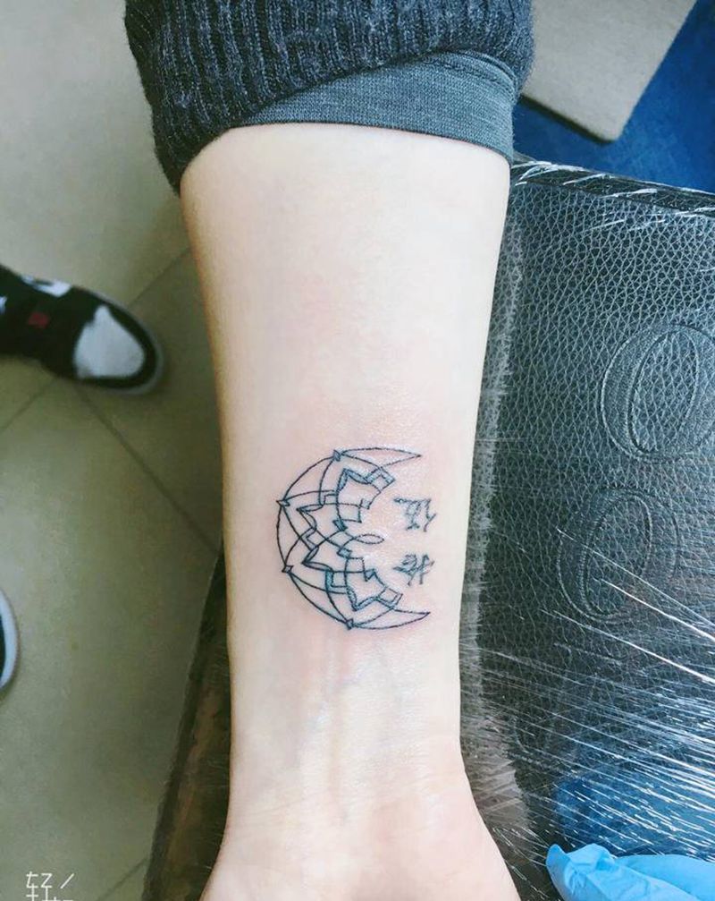 情侣一对纹身图片_手臂几何纹身图案