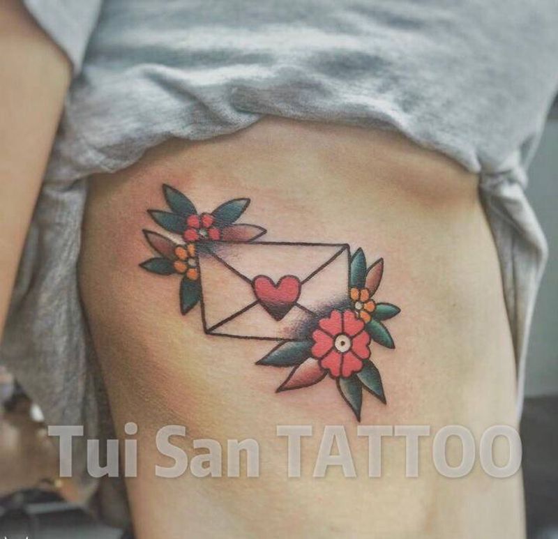 信封纹身图片_Old School纹身图案