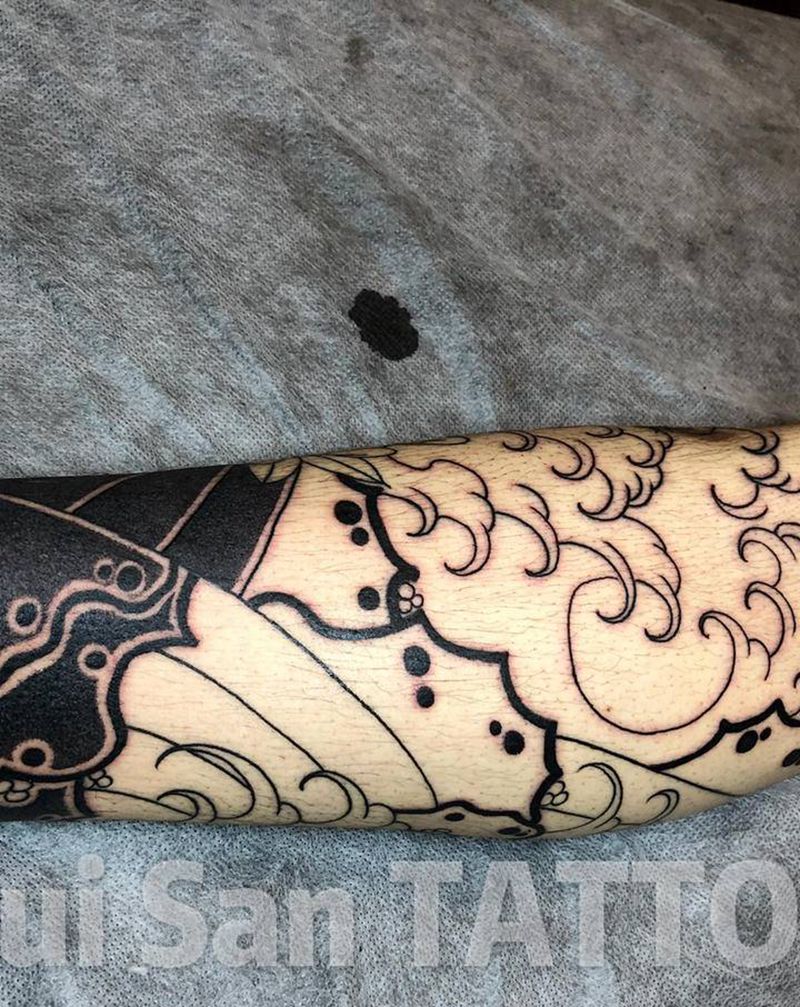 老传统包小腿纹身图片_腿部脚部老传统纹身图案