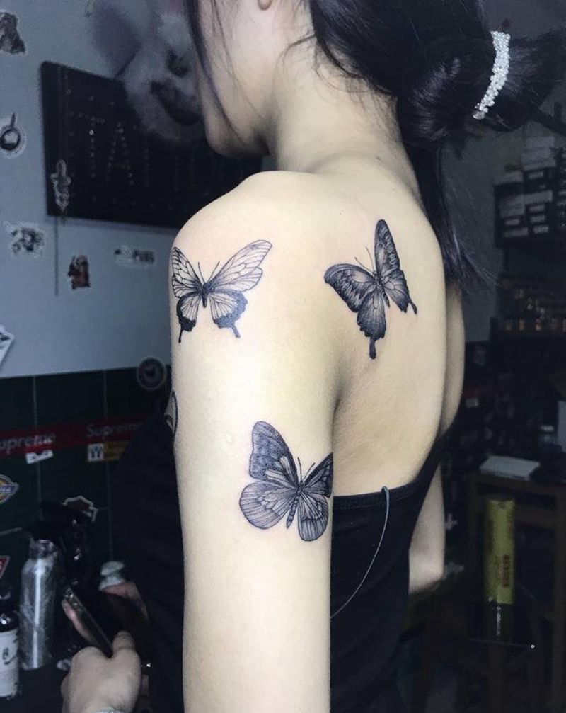 蝴蝶纹身图片_手臂纹身图案