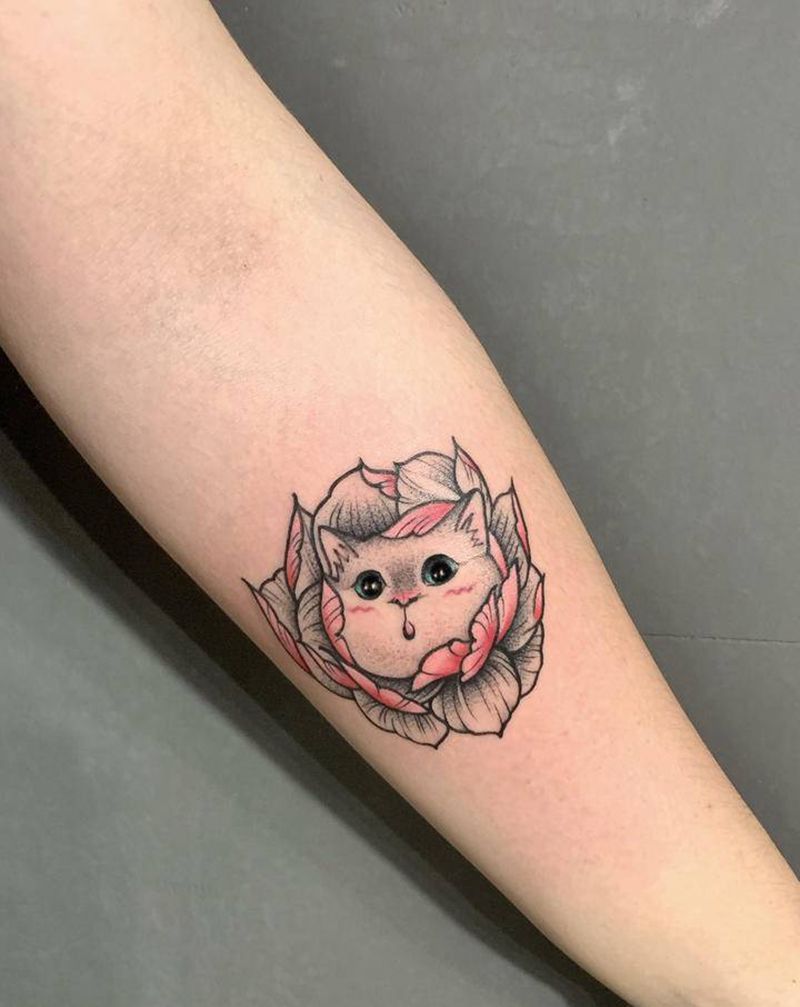 猫纹身图片_点刺New School纹身图案