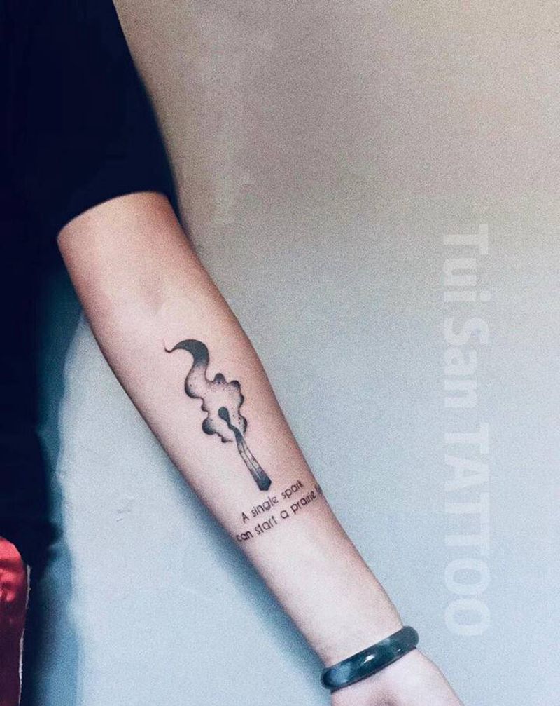 火炬纹身图片_手部手臂几何点刺纹身图案