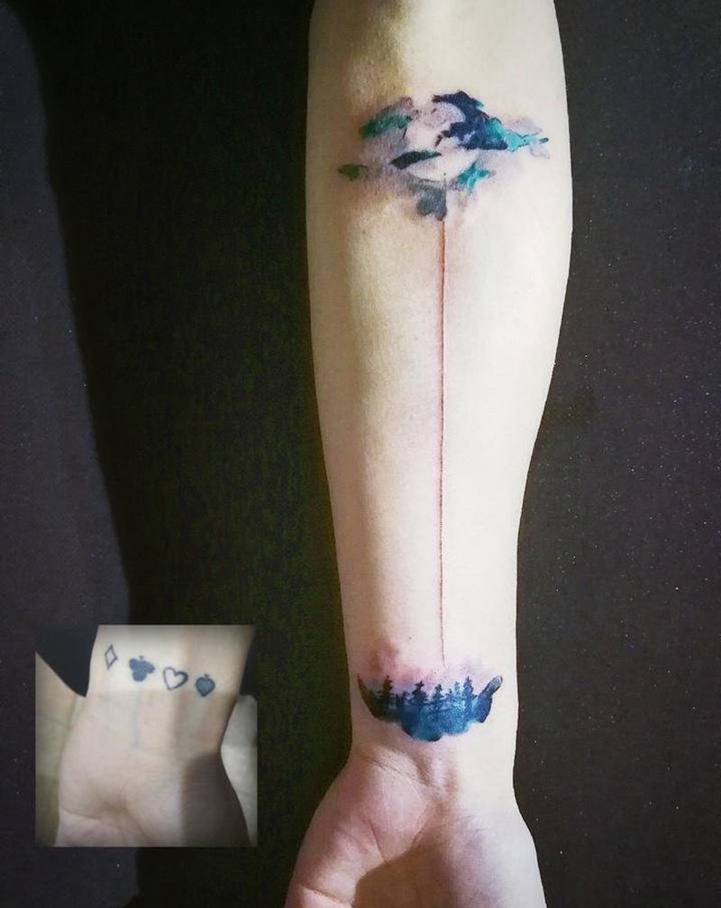 遮盖纹身图片_手臂水墨遮盖纹身图案