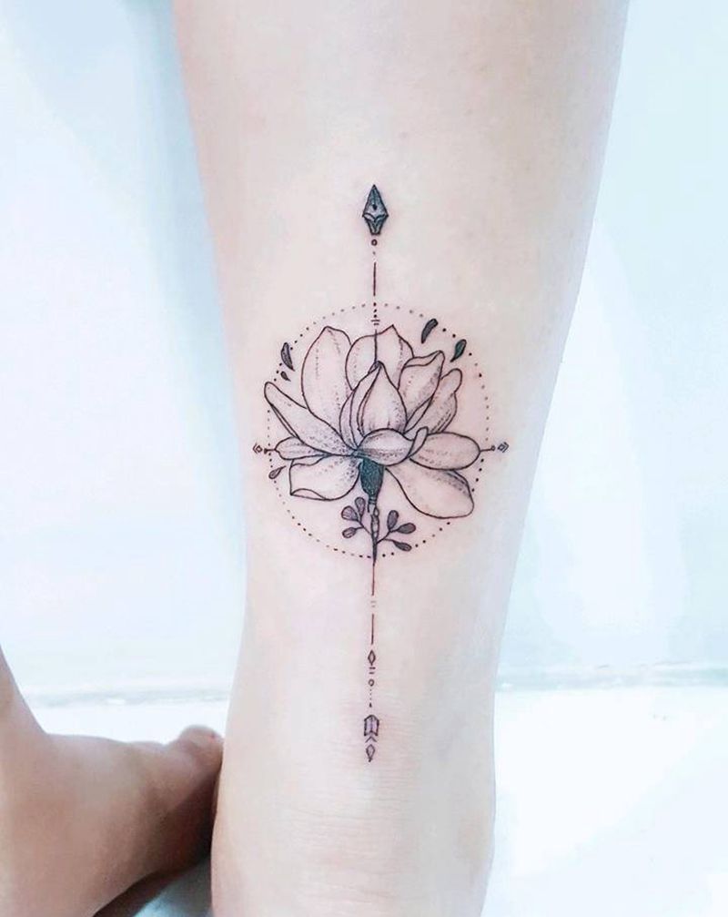 小清新纹身图片_腿部小清新纹身图案