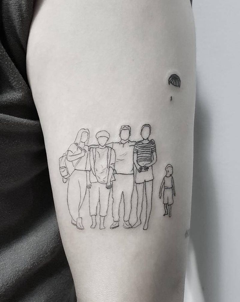 简笔画家人纹身图片_手臂简笔画纹身图案