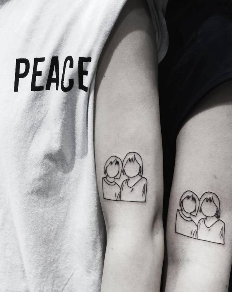 简笔画闺蜜纹身图片_手臂简笔画纹身图案