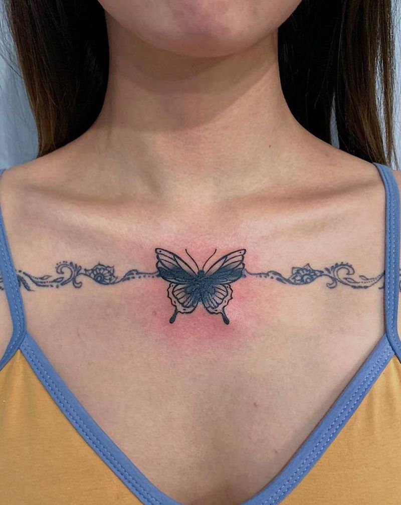 遮盖蝴蝶纹身图片_胸部遮盖纹身图案