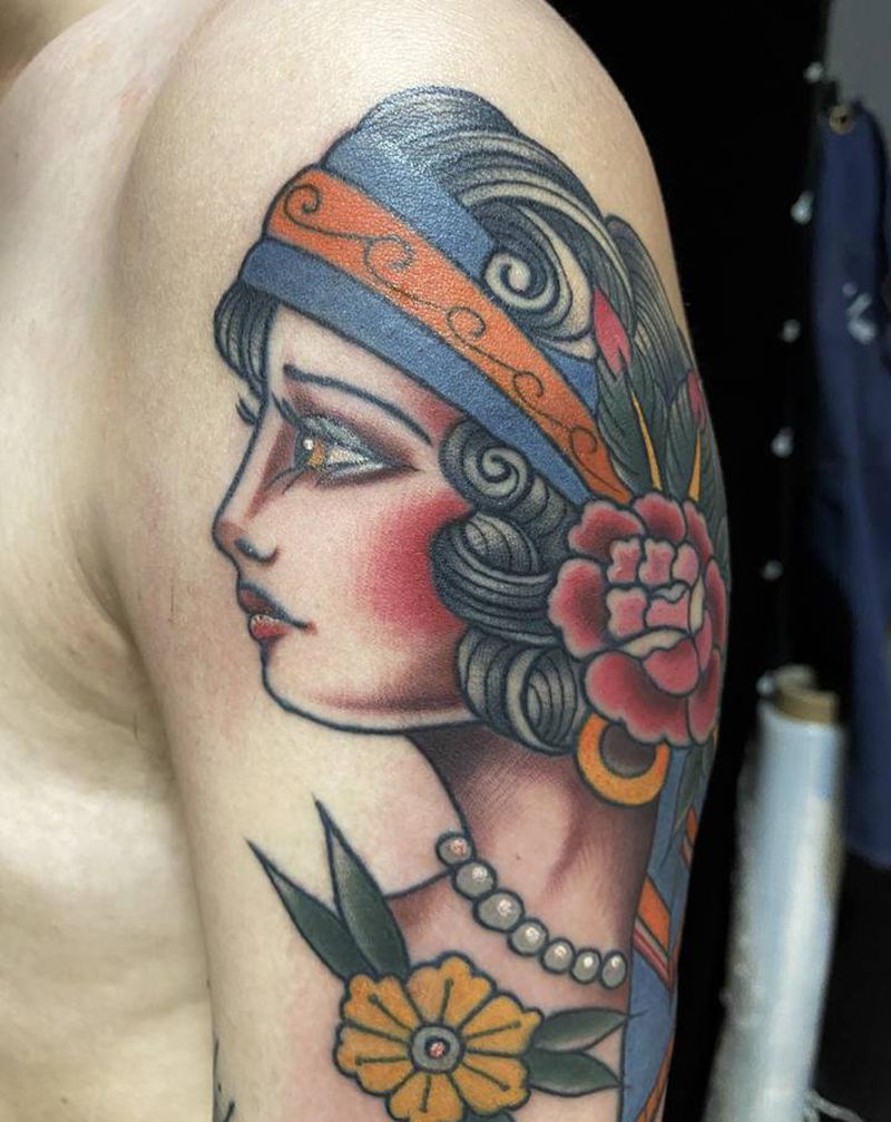 School 风格花臂纹身图片_手臂Old SchoolNew SchoolSchool纹身图案