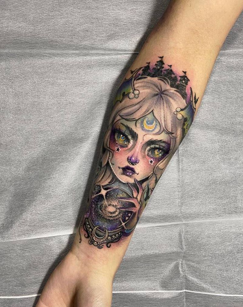 小美女纹身图片_手臂New School纹身图案