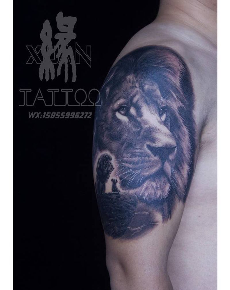 守护纹身图片_手臂欧美写实守护狮子王辛巴纹身图案
