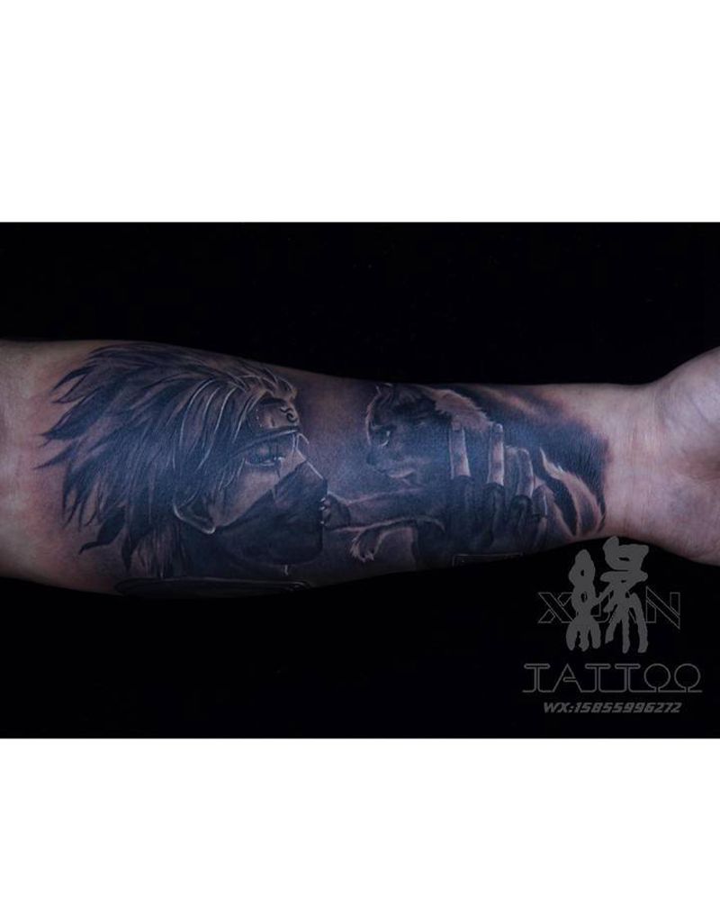 火影忍者一一卡卡西纹身图片_手臂欧美写实卡卡西火影忍者爱纹身图案