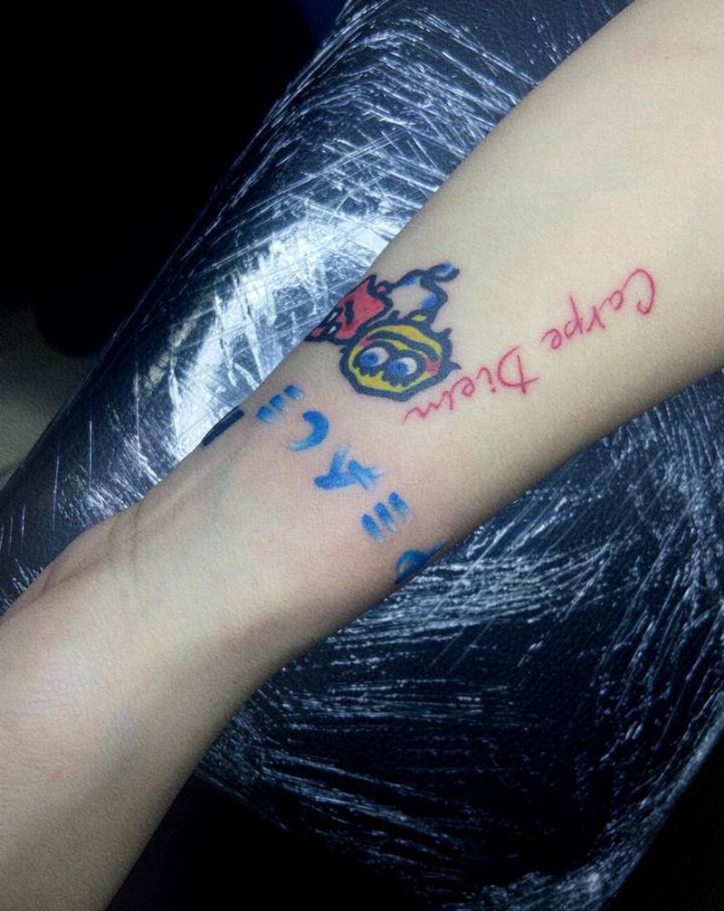 卡通纹身图片_手臂水彩纹身图案