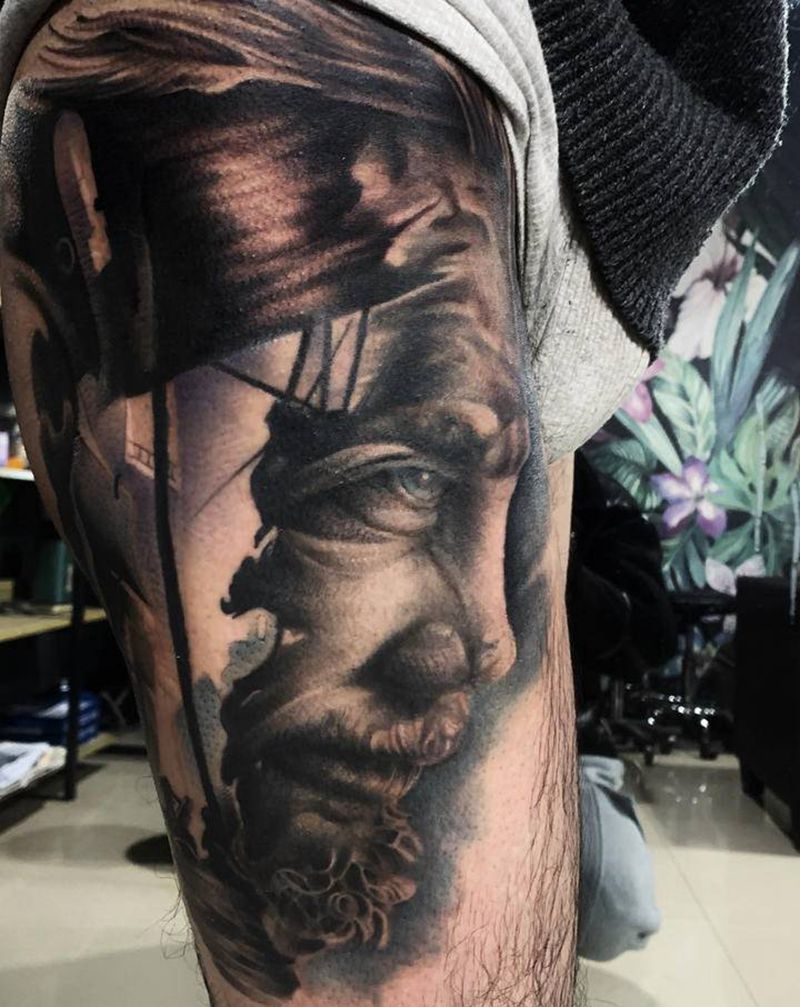 偷的图纹身图片_欧美写实纹身图案