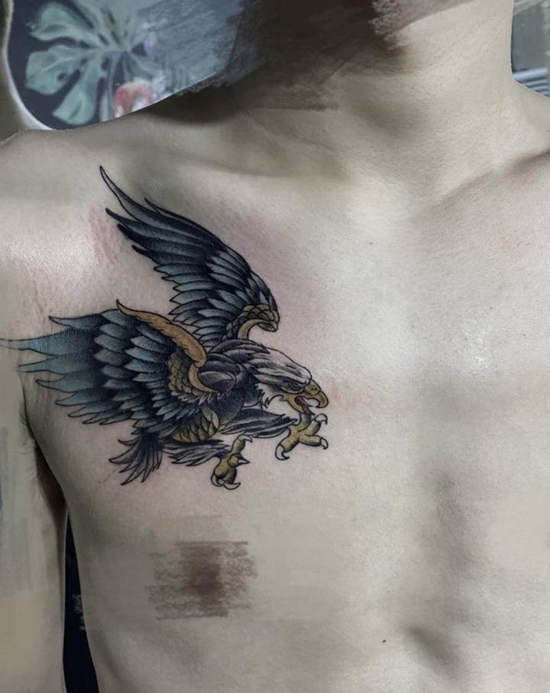 老鹰纹身图片_Old School纹身图案