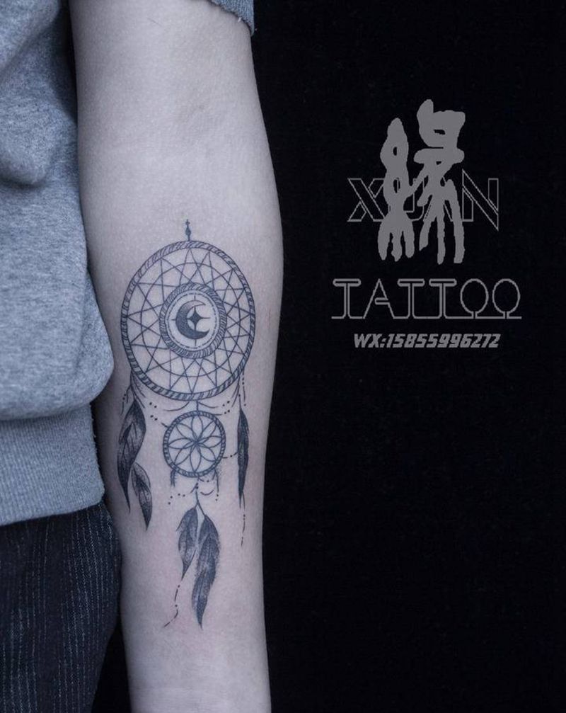 捕梦网纹身图片_手臂几何捕梦网纹身图案