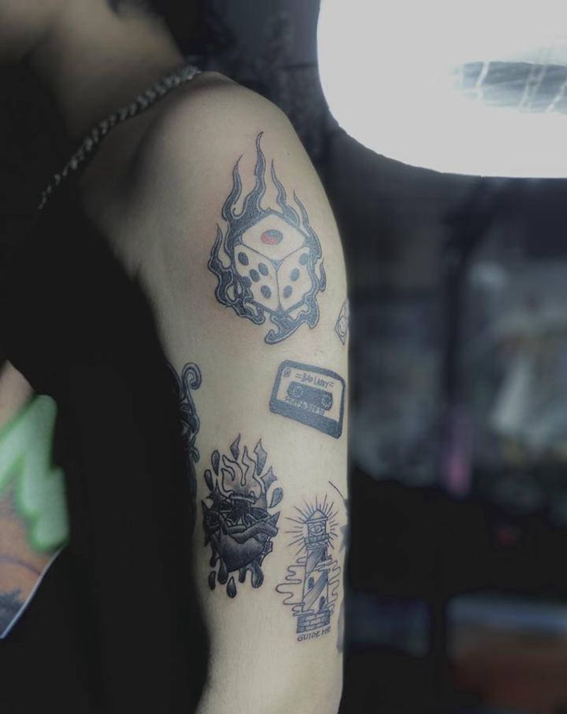 拼接纹身纹身图片_手臂纹身图案