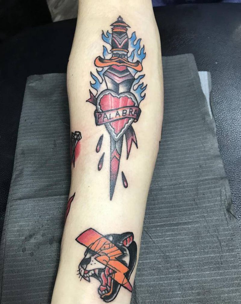 司库纹身图片_手臂Old School纹身图案