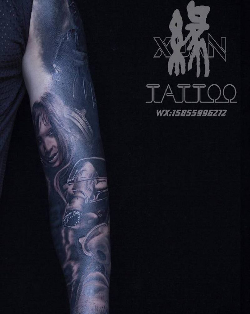 遮盖作品纹身图片_手臂手部欧美写实遮盖写实花臂纹身图案