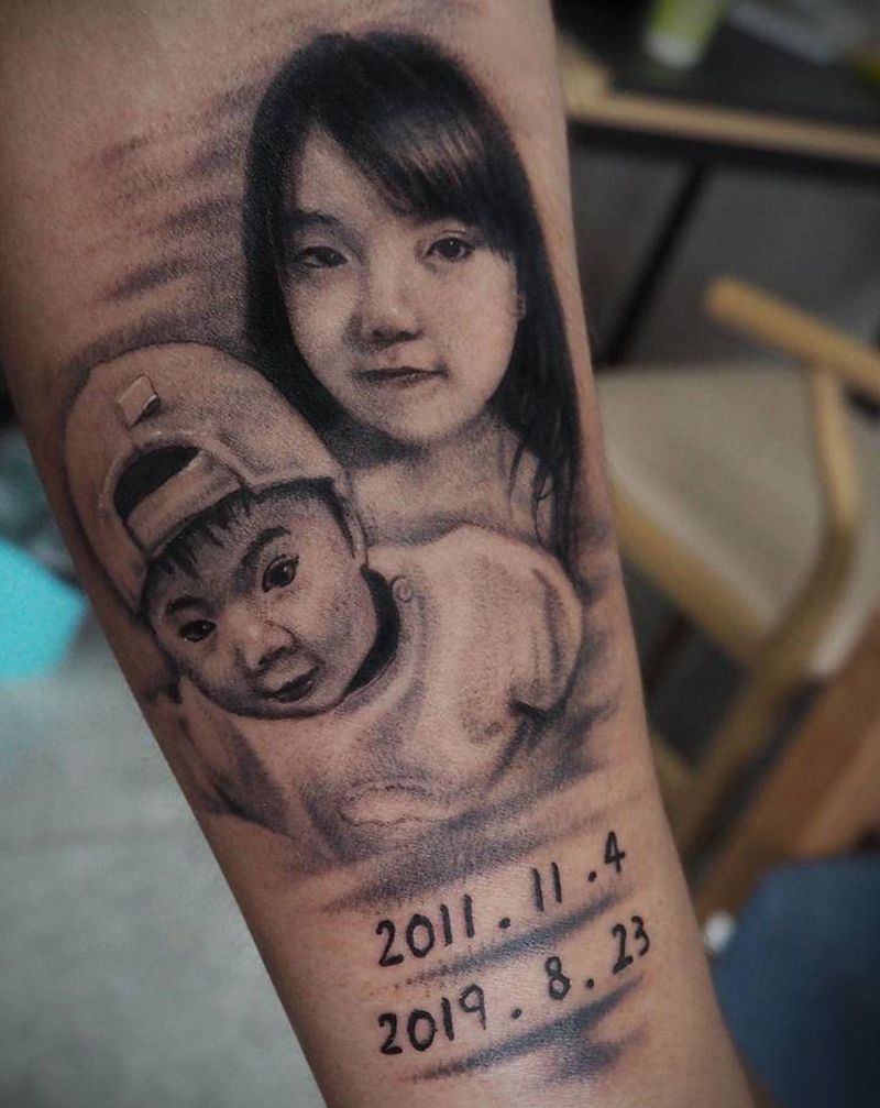 写实肖像纹身图片_手臂欧美写实纹身图案