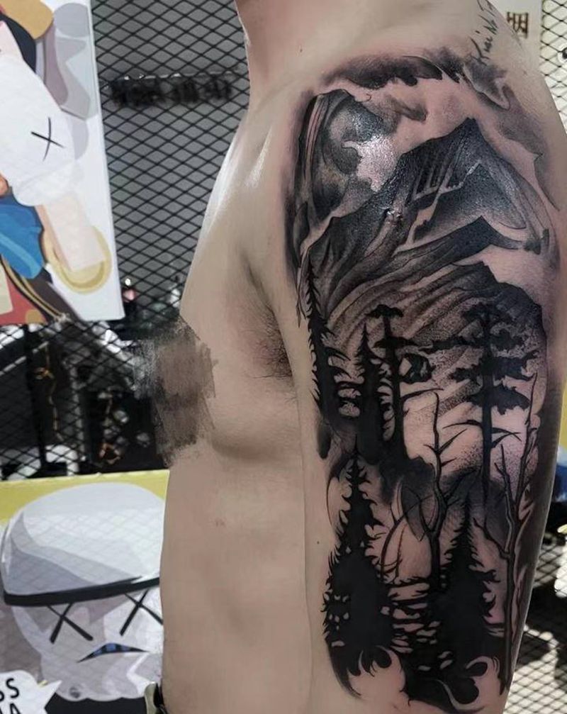 欧美风景纹身图片_欧美写实纹身图案