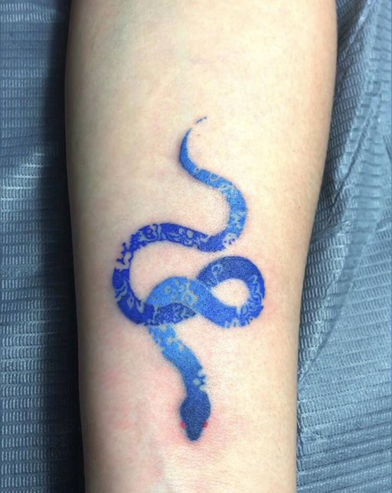 蛇纹身图片_手臂水彩纹身图案