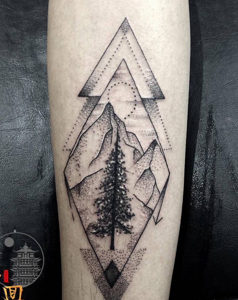 点刺纹身图片_腿部点刺纹身图案