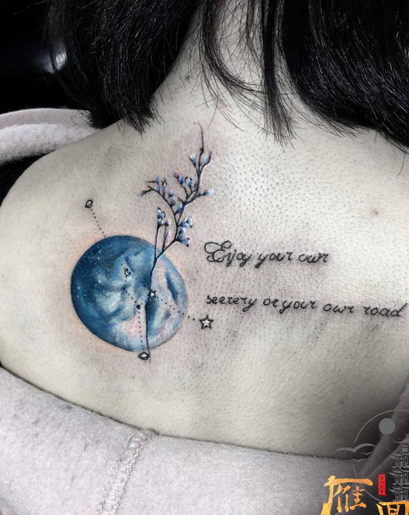 巨蟹座纹身图片_背部纹身图案