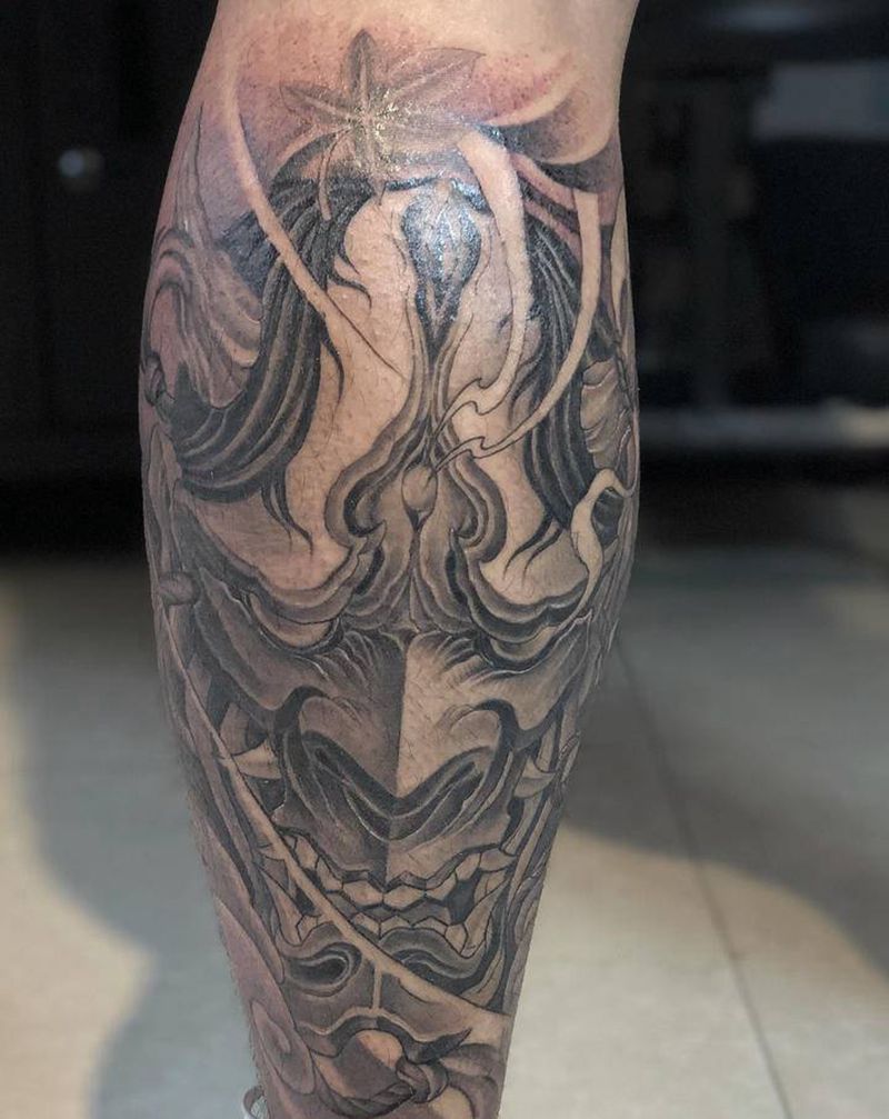 包腿纹身图片_腿部老传统纹身图案