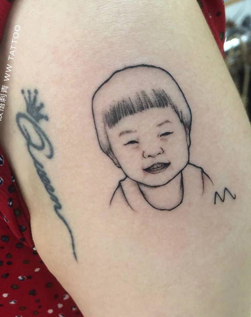 宝宝纹身图片_手臂肩部New School纹身图案