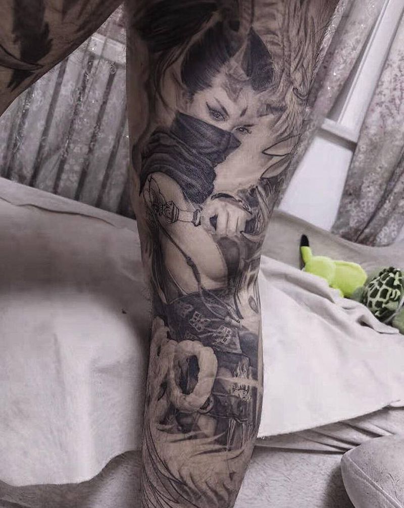 回复三个月的龙女买家秀纹身图片_腿部欧美写实纹身图案
