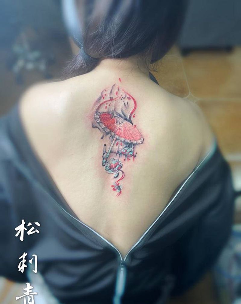 雨伞纹身图片_新传统纹身图案