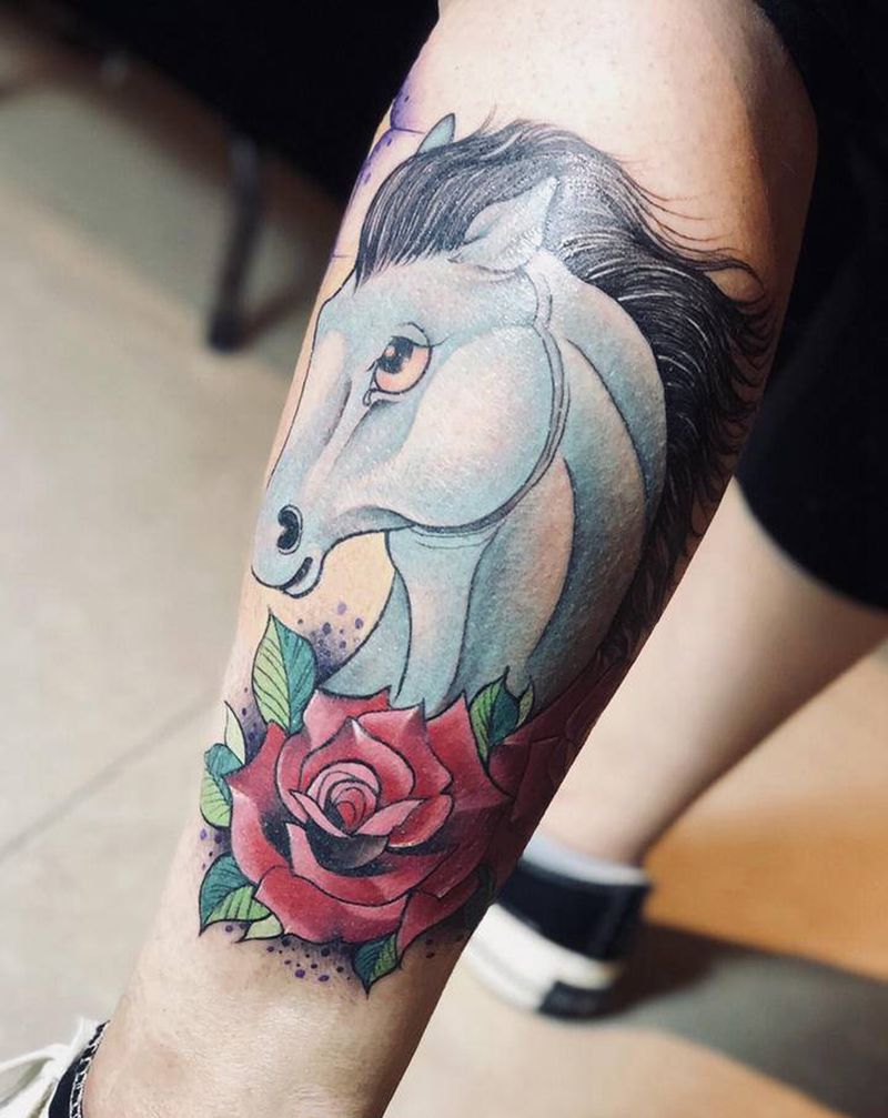 马纹身图片_New School纹身图案