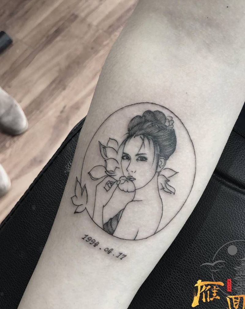 卡通肖像纹身图片_手臂几何纹身图案