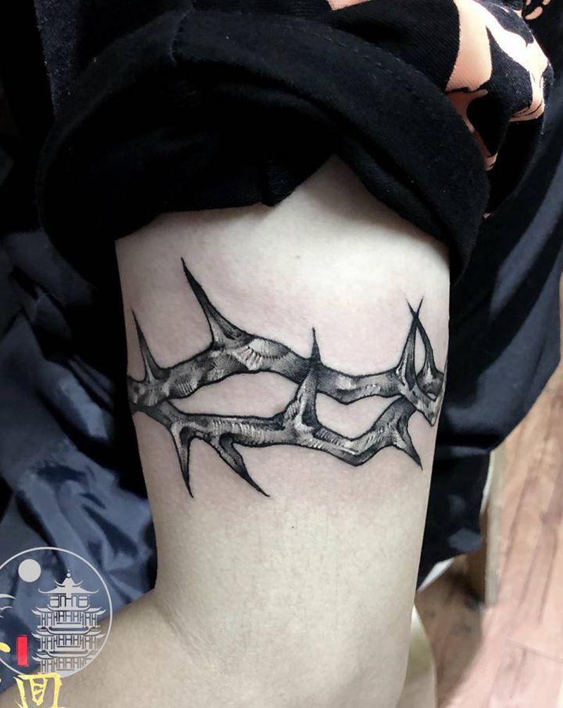 麦迪同款臂环纹身图片_手臂点刺纹身图案