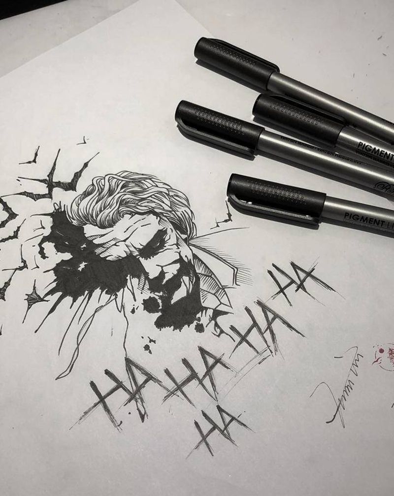 手稿上身-joker纹身图片_手臂几何纹身图案