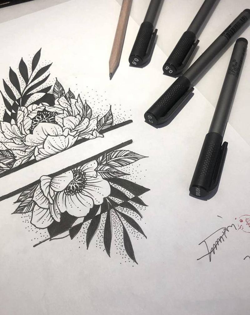 手稿-臂环纹身图片_点刺几何纹身图案