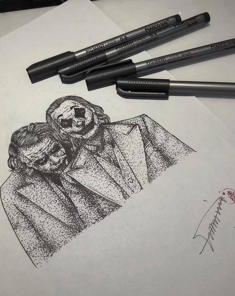 手稿-小丑纹身图片_点刺几何纹身图案