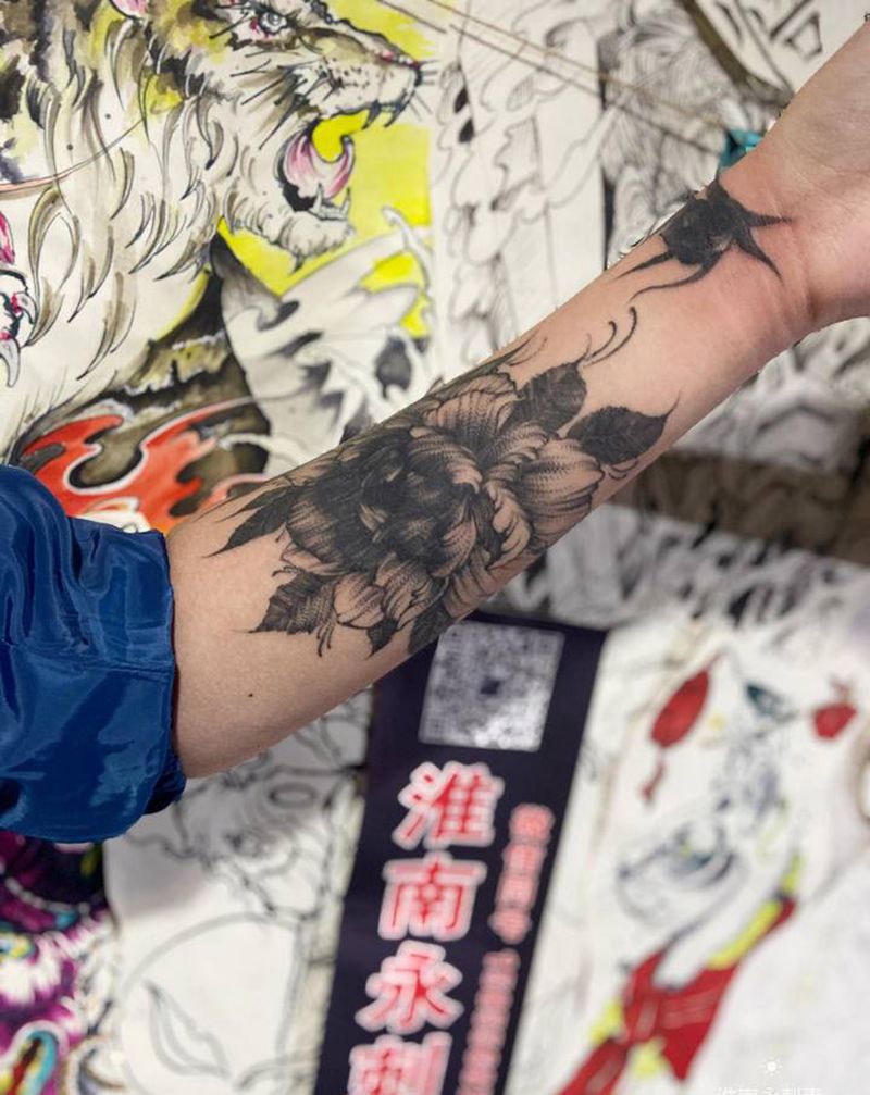 素花，遮盖旧图纹身图片_点刺纹身图案