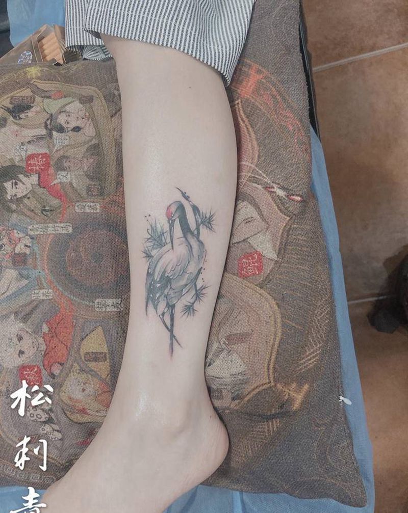 鹤纹身图片_新传统纹身图案