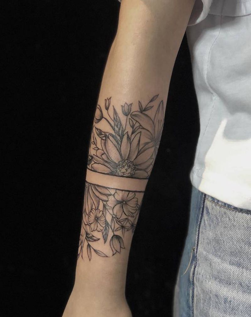 素花 臂环纹身图片_手臂纹身图案