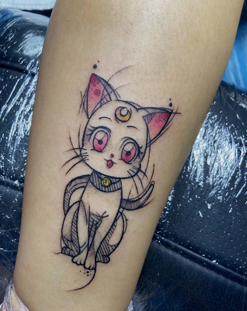 猫咪纹身图片_水彩纹身图案