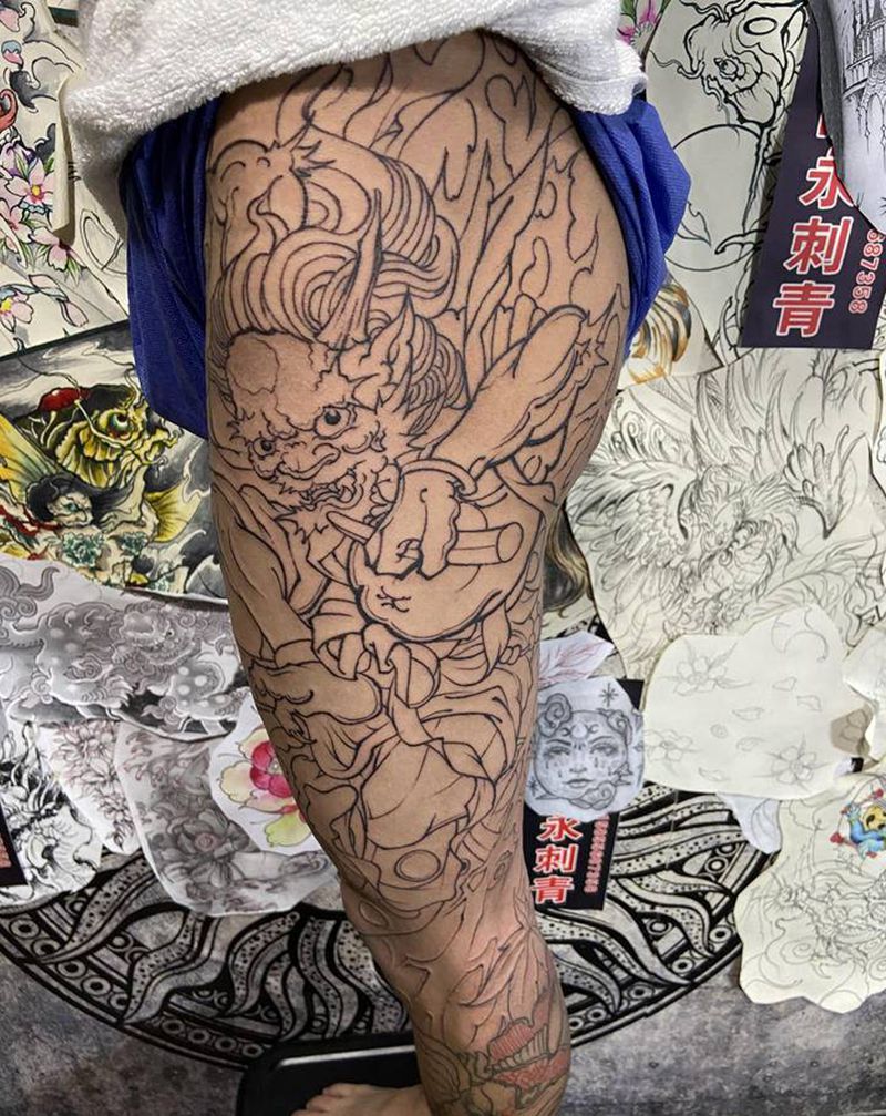 雷神纹身图片_新传统纹身图案