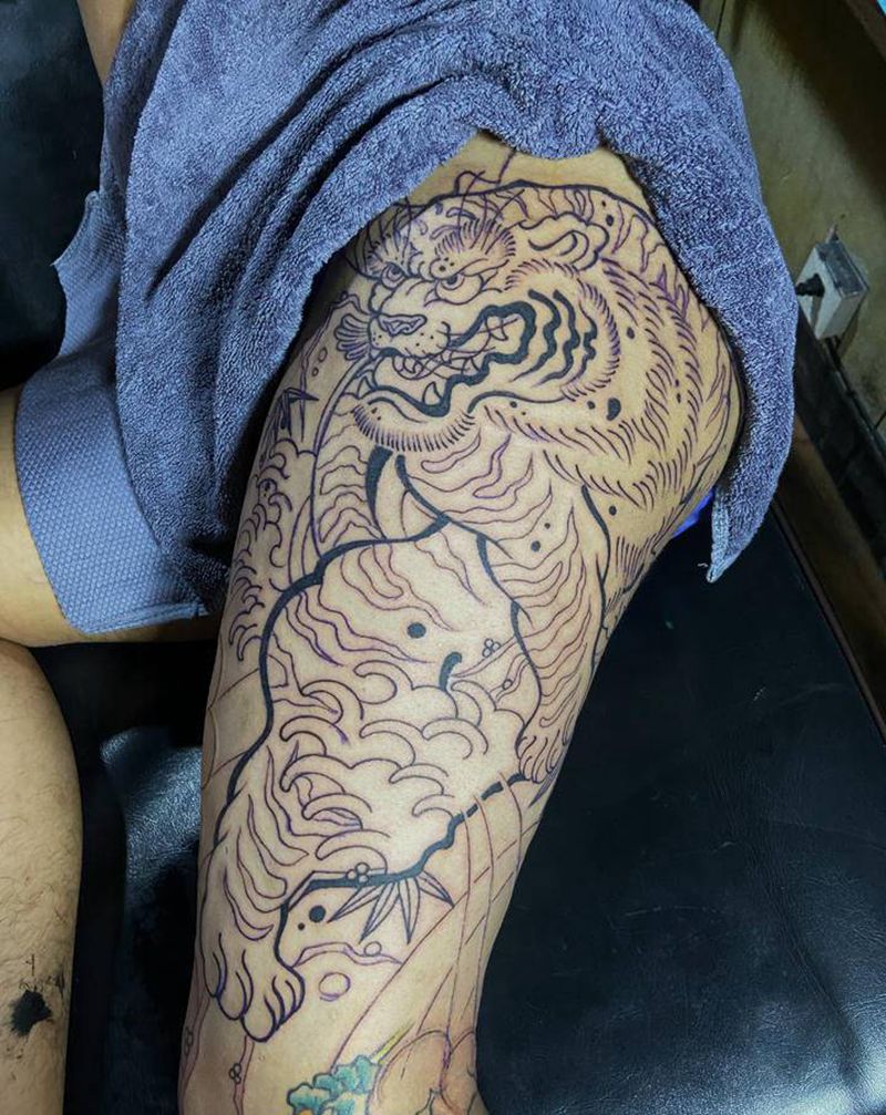 虎   未完待续纹身图片_老传统纹身图案