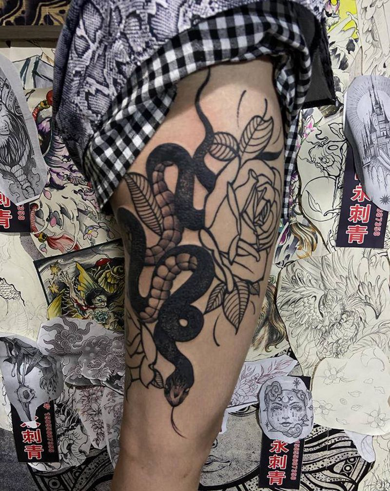 蛇纹身图片_几何纹身图案